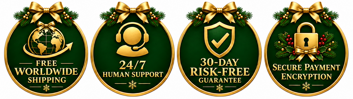 All 4 trust badges horizontal row