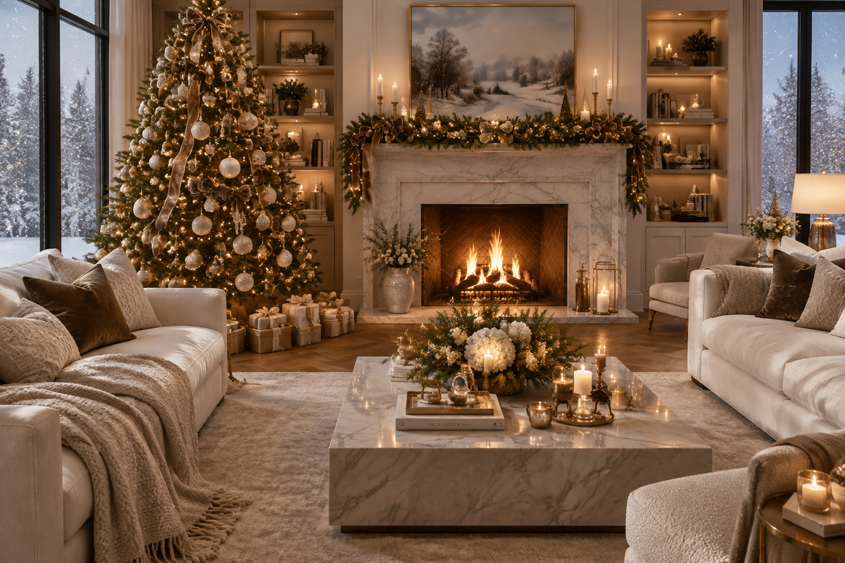 Modern Bougie Christmas Living Room